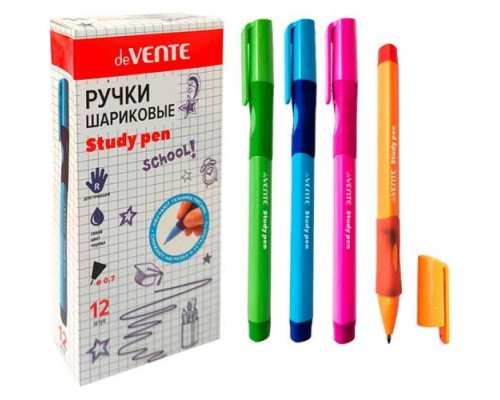 Ручка шар. д/правшей deVENTE "Study Pen. School" обуч.письму, синяя, 0,7мм