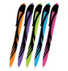 Ручка шариковая автоматическая BRAUBERG ULTRA COLOR NEON, soft-touch, СИНЯЯ,  0,7 мм