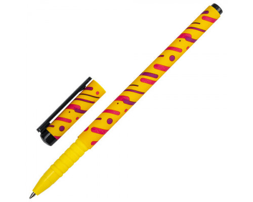 Ручка шариковая BRAUBERG SOFT TOUCH GRIP "LINES", СИНЯЯ
