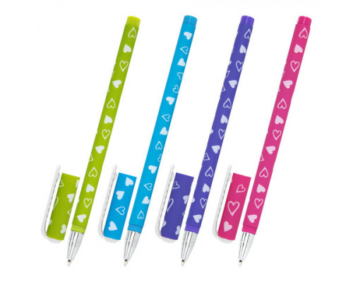 Ручка шариковая BRAUBERG SOFT TOUCH STICK "FRESH ZONE HEARTS", СИНЯЯ