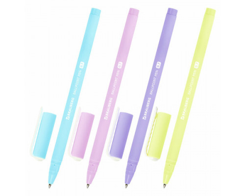 Ручка шариковая BRAUBERG SOFT TOUCH STICK "PASTEL" СИНЯЯ