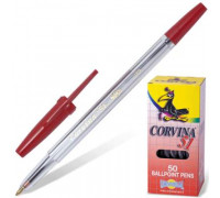Ручка шариковая Corvina "51 Classic" красная, 1,0мм, прозрачный корпус