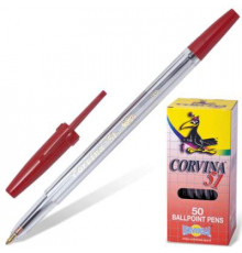 Ручка шариковая Corvina "51 Classic" красная, 1,0мм, прозрачный корпус