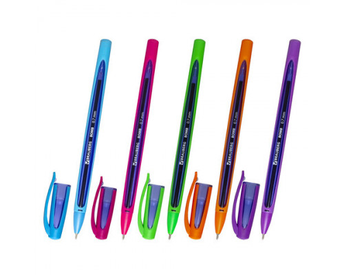 Ручка шариковая масляная BRAUBERG "BOMB GT Color", СИНЯЯ, прорезиненный корпус ассорти, узел 0,7 мм,
