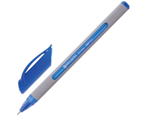 Ручка шариковая масляная BRAUBERG "Extra Glide Soft Grey", СИНЯЯ, линия письма 0,7мм
