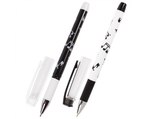 Ручка шариковая масляная с грипом BRAUBERG BLACK&WHITE "Melody", СИНЯЯ, узел 0,7 мм, линия письма 0,