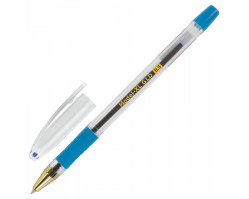 Ручка шариковая масляная с грипом BRAUBERG "Model-XL GLD", СИНЯЯ, узел 0,5 мм, линия письма 0,25 мм