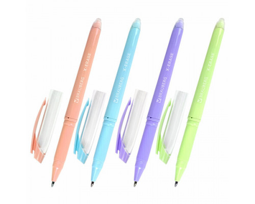 Ручка стираемая гелевая с грипом BRAUBERG X-ERASE PASTEL, СИНЯЯ, узел 0,7 мм