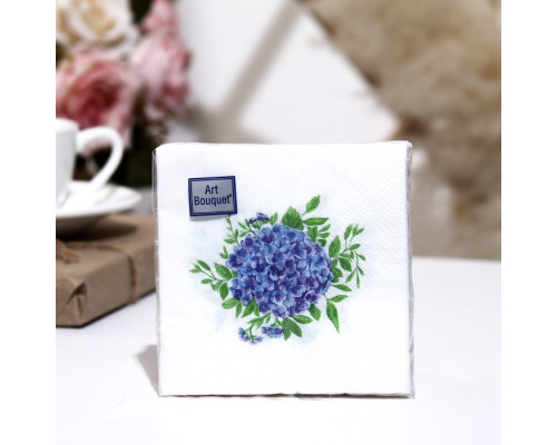 Салфетки бумажные Art Bouquet "Голубая гортензия" 30шт.