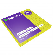Самоклеящийся блок Berlingo "Ultra Sticky", 75*75мм, 80л., в клетку, зеленый неон