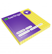 Самоклеящийся блок Berlingo "Ultra Sticky", 75*75мм, 80л., в клетку, желтый неон