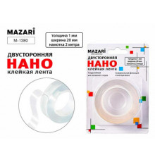 Скотч двусторонний 20мм*2м MAZARI "Нано" прозр.,1мм