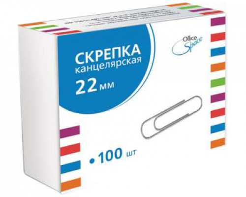 Скрепки "Office Space" 22мм металл. 100 шт.