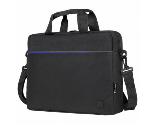 Сумка портфель BRAUBERG PRACTICAL с отделением для ноутбука 15,6", Blue line, черная