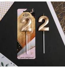 Свеча для торта, цифра «2», 11,5 х 2,3 см