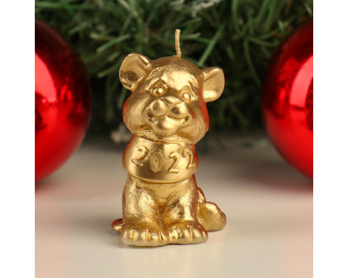 Свеча новогодняя декоративная "Тигренок - малыш", 4,5х6,1х7,5 см, золотой
