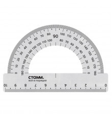 Транспортир 10см, 180° СТАММ, металлический
